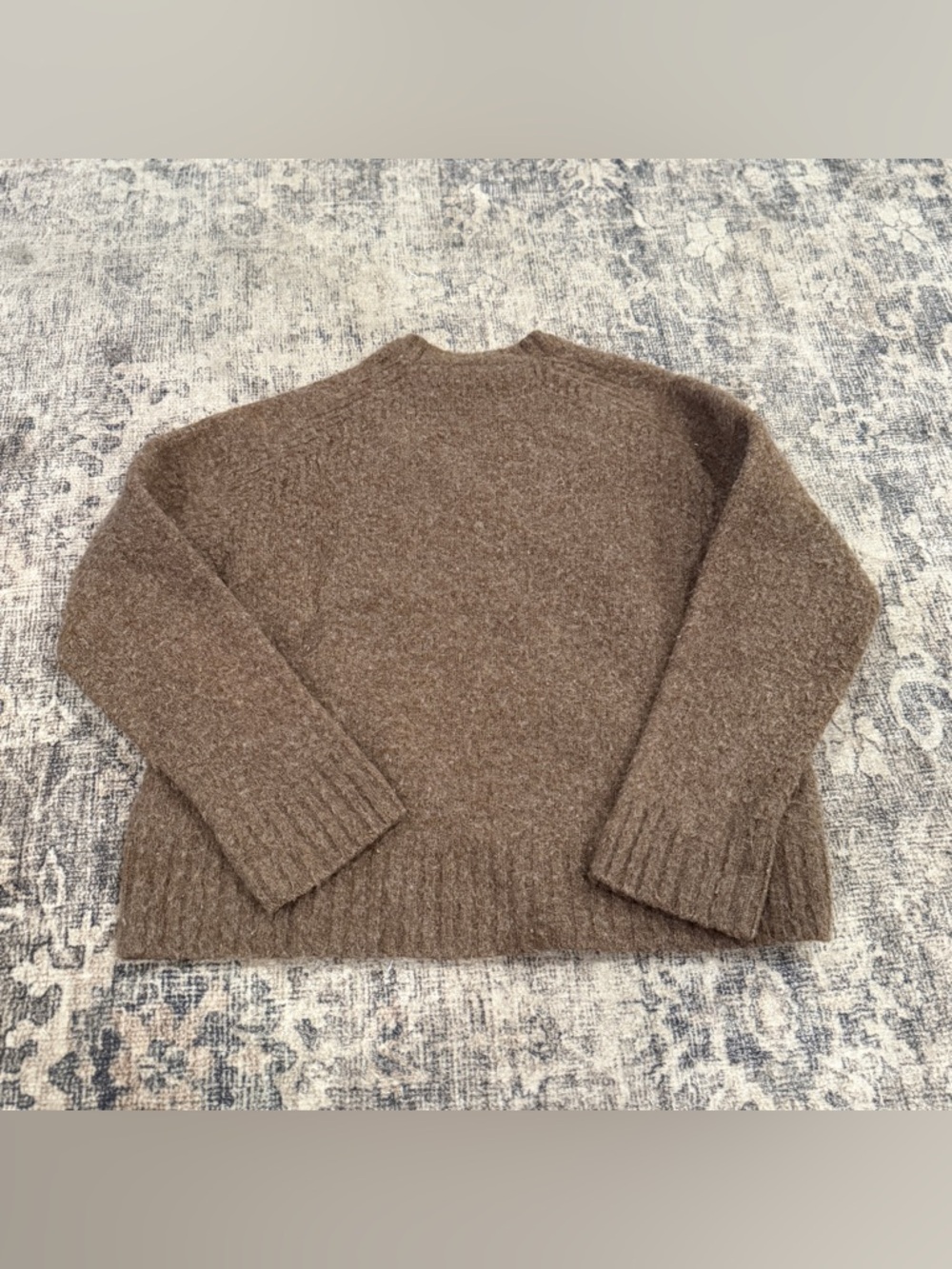 Acne Studios 100% Wool Sweater Womens S/M Brown Cropped Crewneck Luxury Knit - Picture 4 of 11